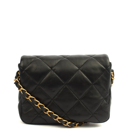 Chanel Cross Body Round Crossbody in Black, Lambskin Leather — Top View