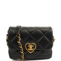Chanel Cross Body Round Crossbody in Black, Lambskin Leather — Front View