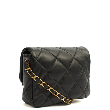 Chanel Cross Body Round Crossbody in Black, Lambskin Leather — Back View