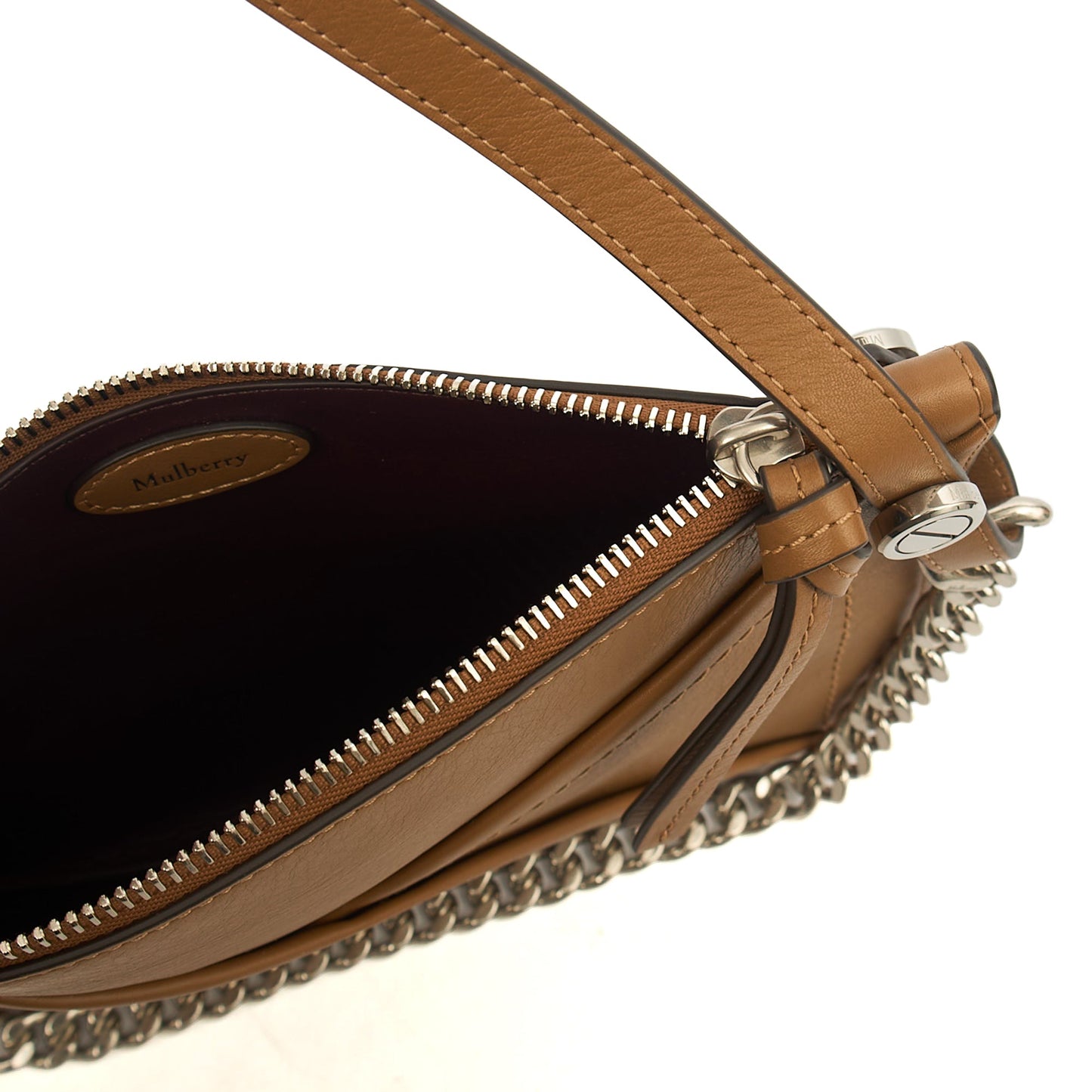 Mulberry Shoulder Bag M Zipped Pouch in Brown, Leather — Detail View