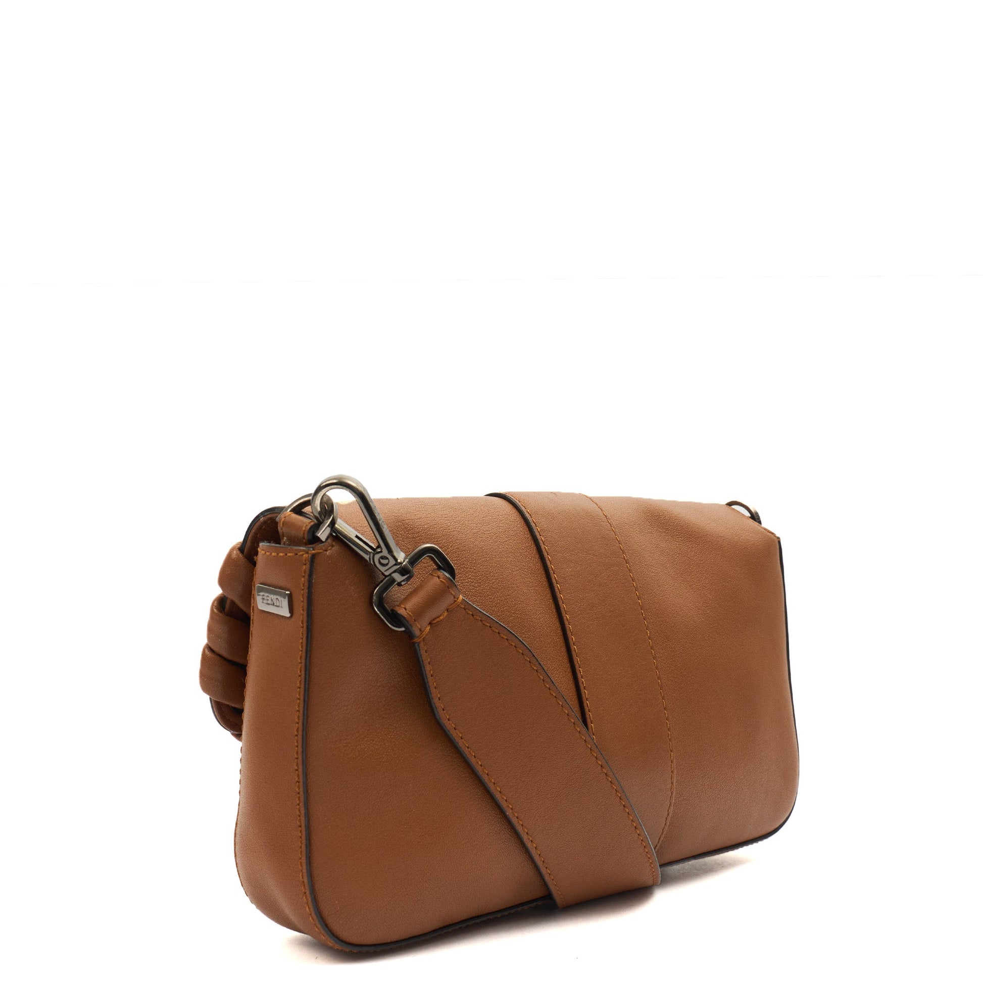 Fendi Shoulder Bag Baguette in Brown, Leather — Back View