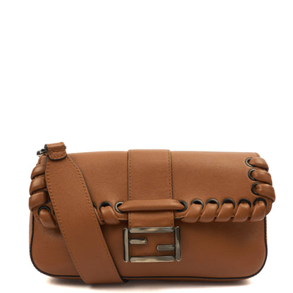 Fendi Shoulder Bag Baguette in Brown, Leather — Front View