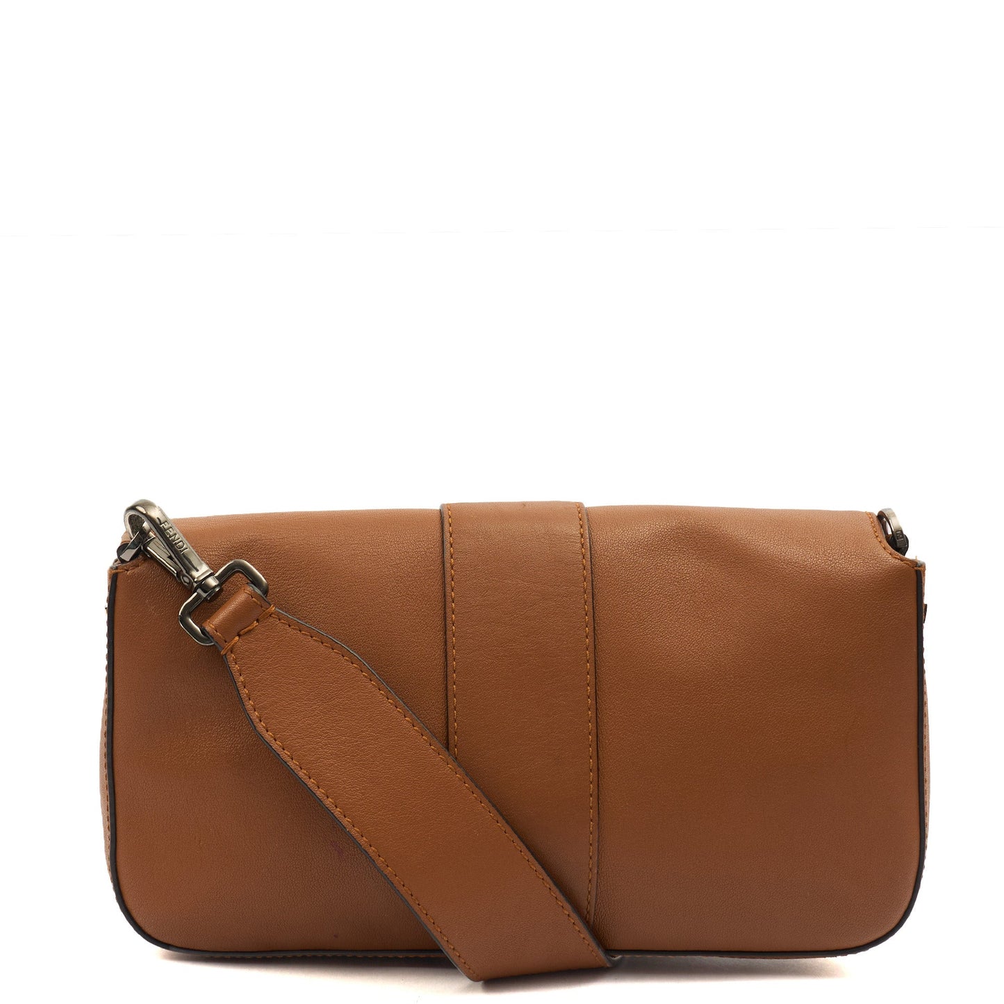 Fendi Shoulder Bag Baguette in Brown, Leather — Top View