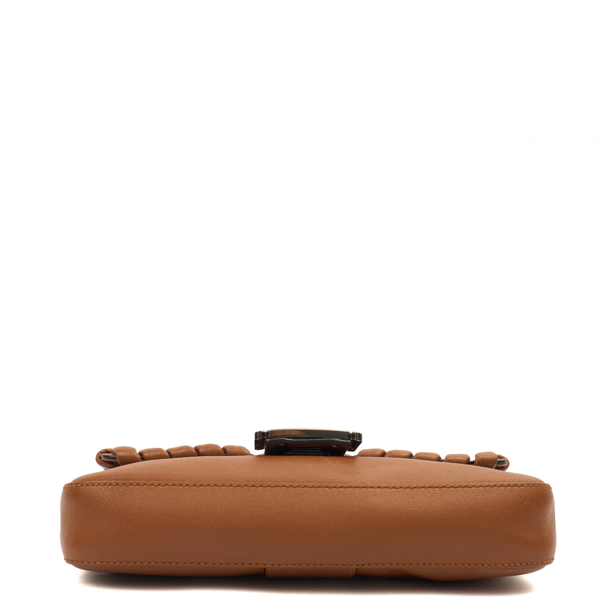 Fendi Shoulder Bag Baguette in Brown, Leather — Detail View