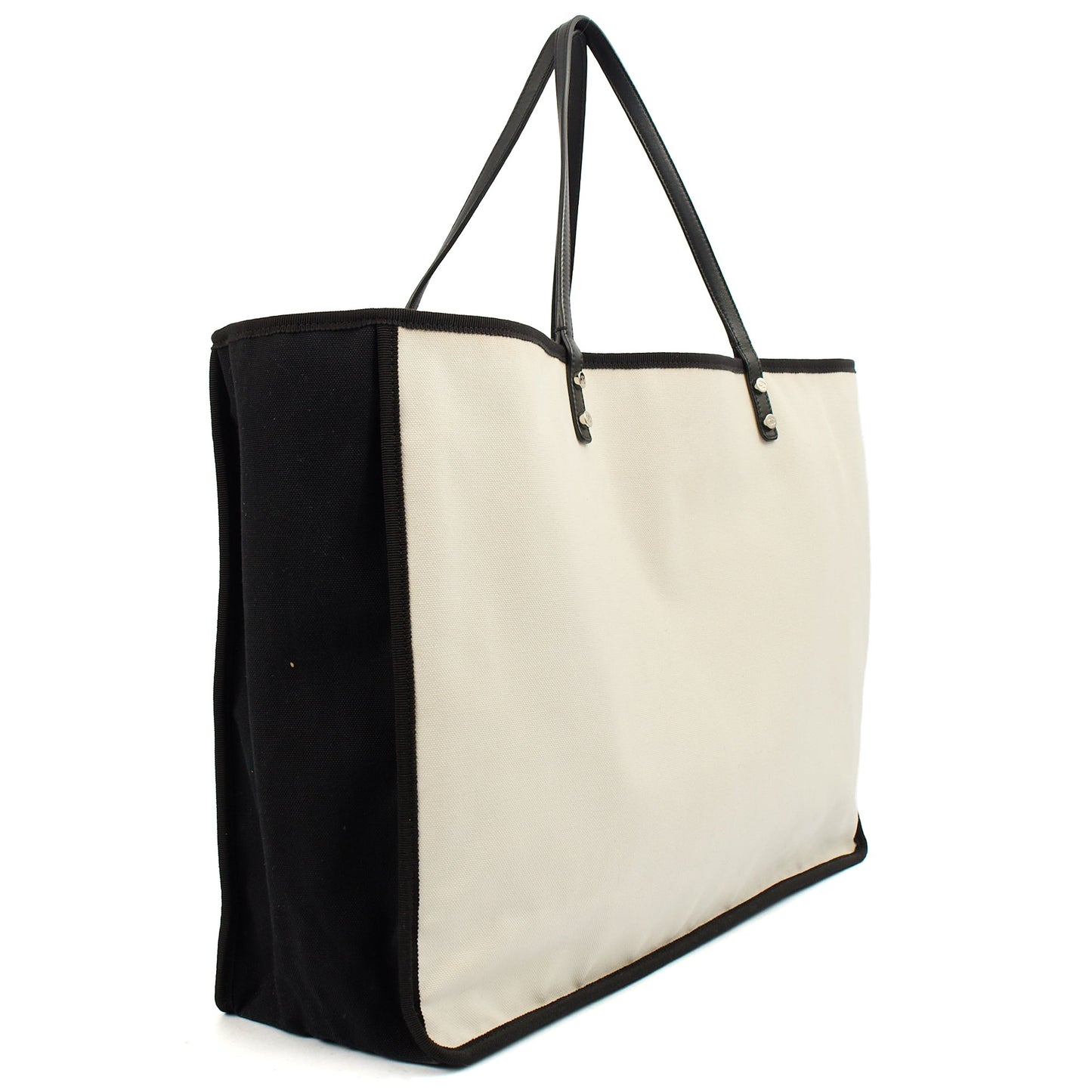 Chanel Tote Ladies First Shopping Tote in White, Canvas — Top View