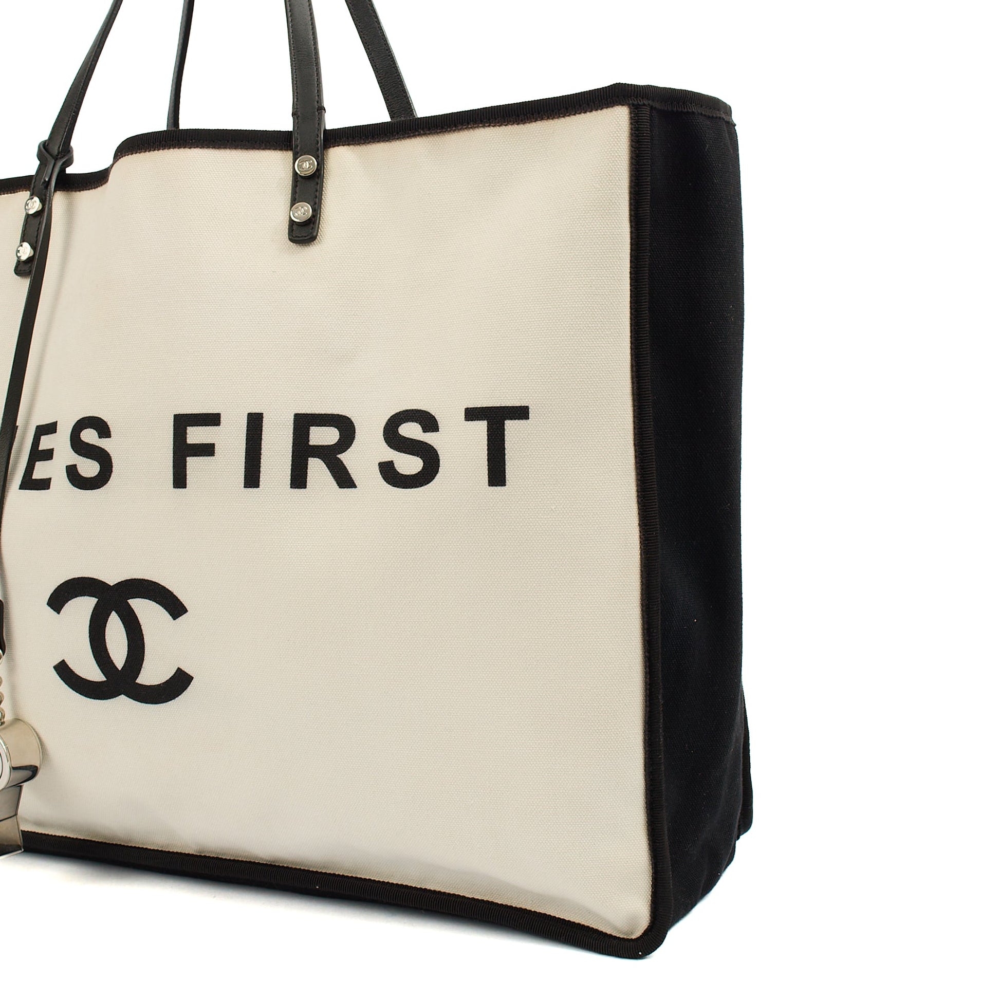 Chanel Tote Ladies First Shopping Tote in White, Canvas — Alternate View 10