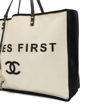 Chanel Tote Ladies First Shopping Tote in White, Canvas — Alternate View 10