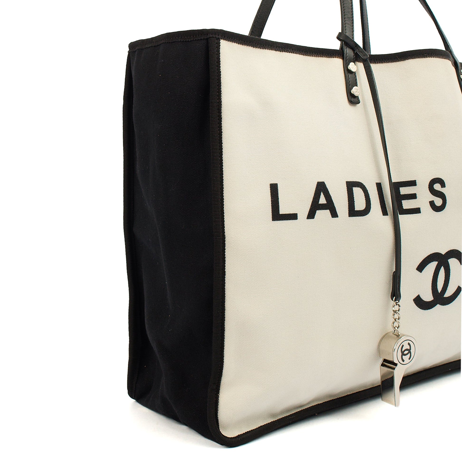 Chanel Tote Ladies First Shopping Tote in White, Canvas — Alternate View 8