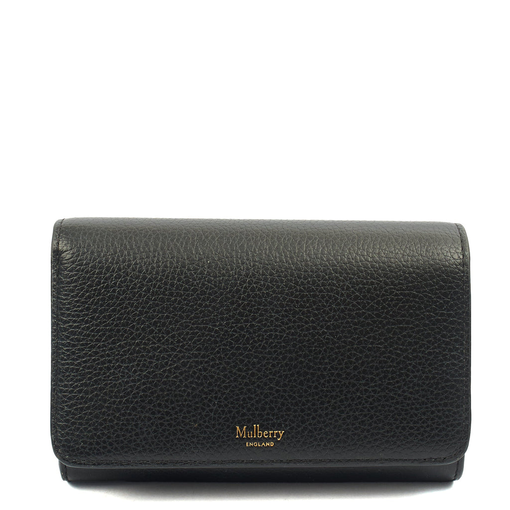 Mulberry Wallet Continental Wallet  in Black, Calfskin Leather — Front View