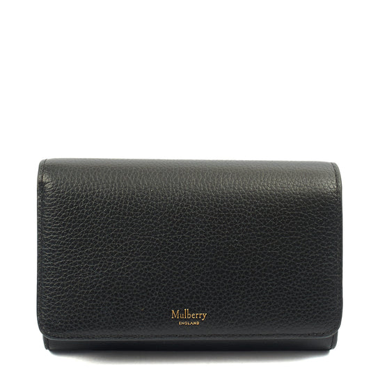 Mulberry Wallet Continental Wallet  in Black, Calfskin Leather — Front View