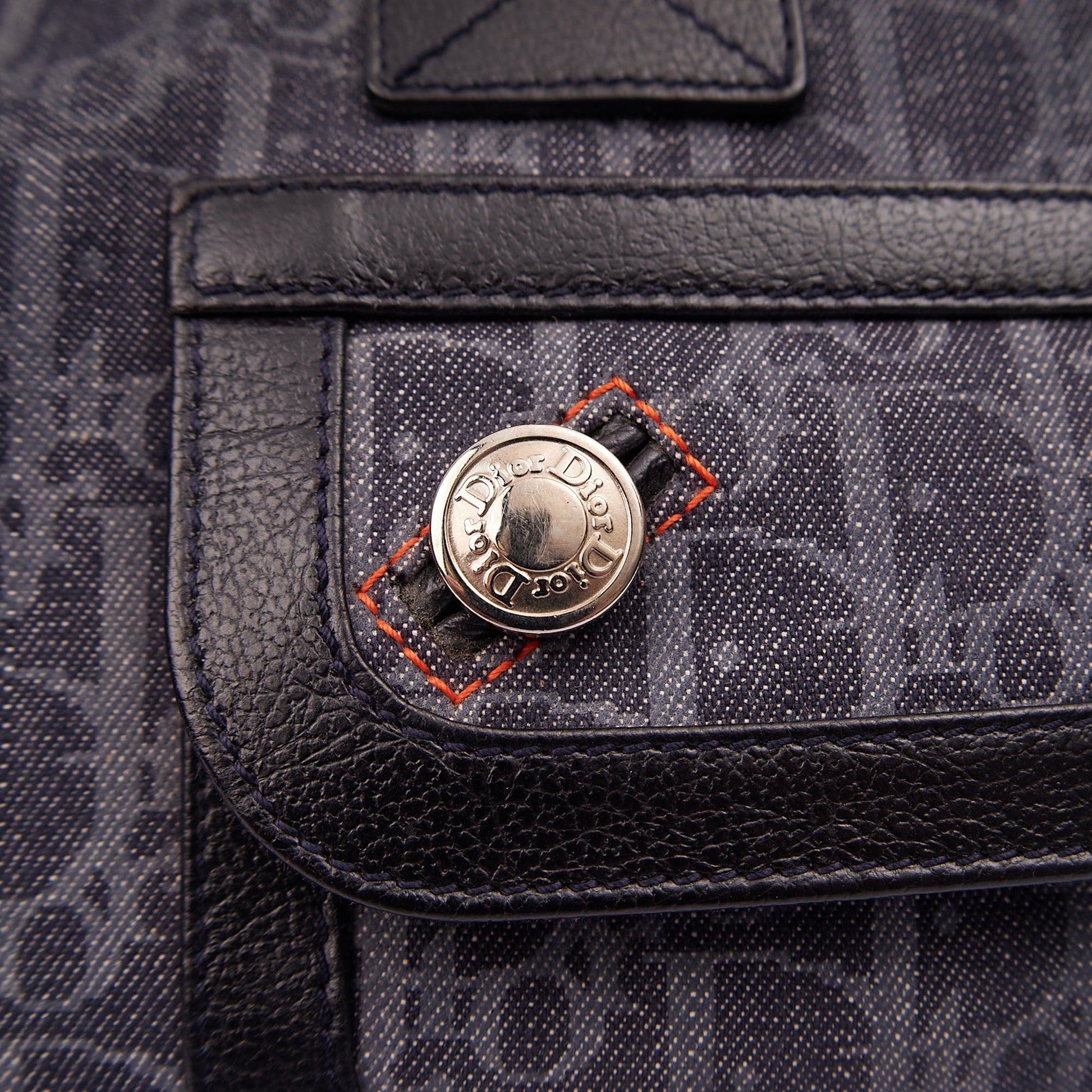Christian Dior Tote Flight East West in Blue, Oblique Jacquard Canvas — Detail View