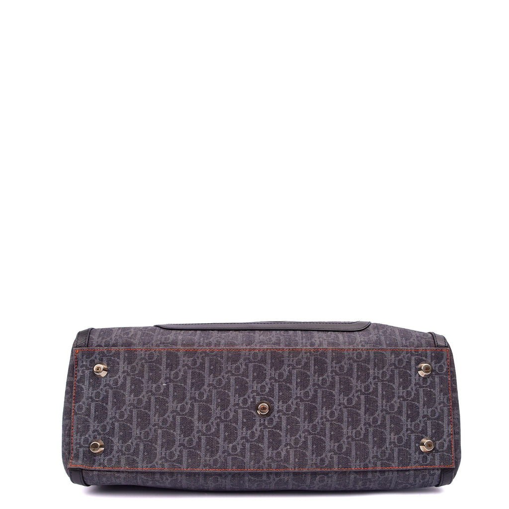 Christian Dior Tote Flight East West in Blue, Oblique Jacquard Canvas — Top View