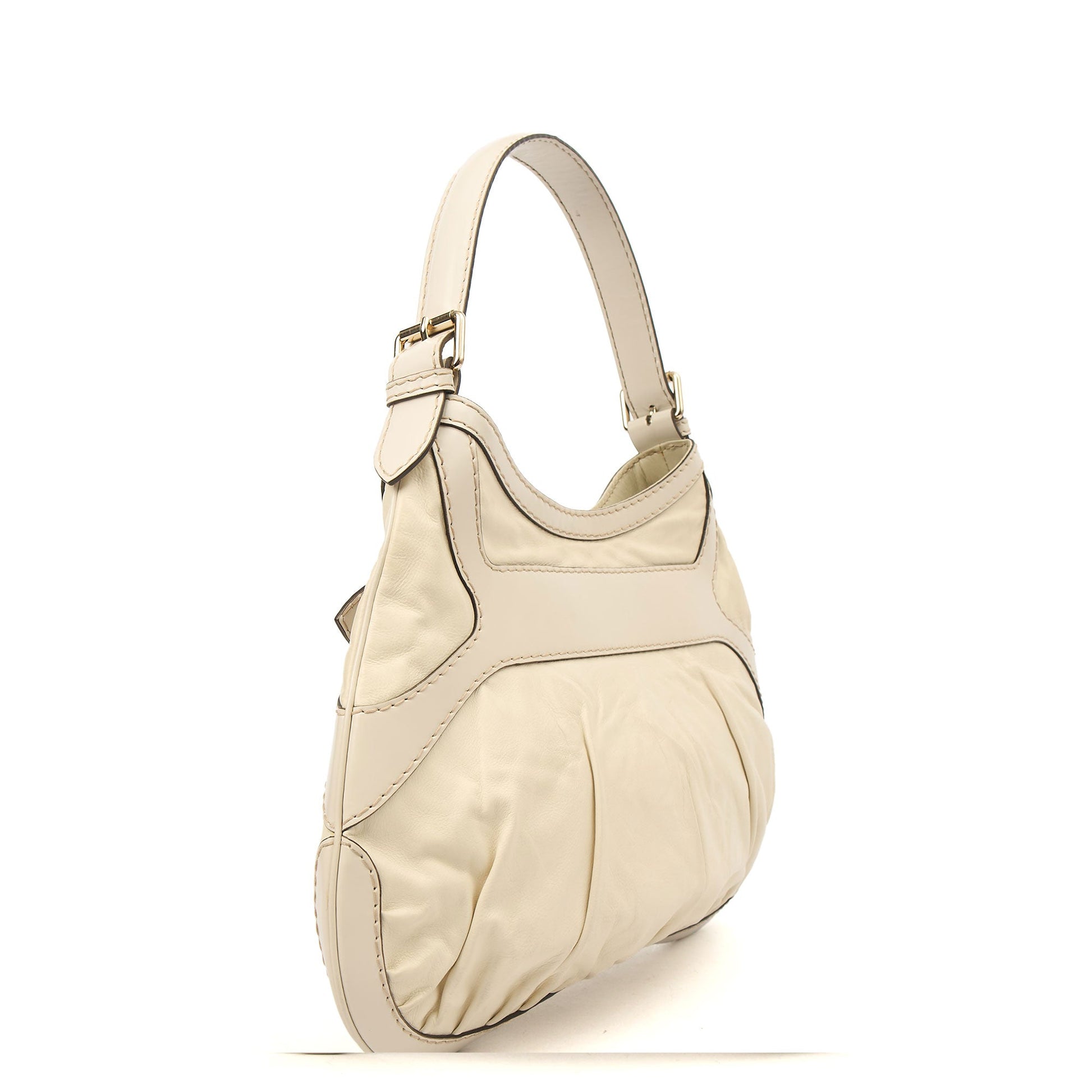 Gucci Tote Hobo in White, Leather — Side View