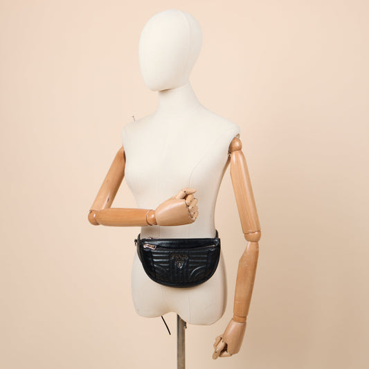 Prada Cross Body Belt Bag in Black, Leather — Side View