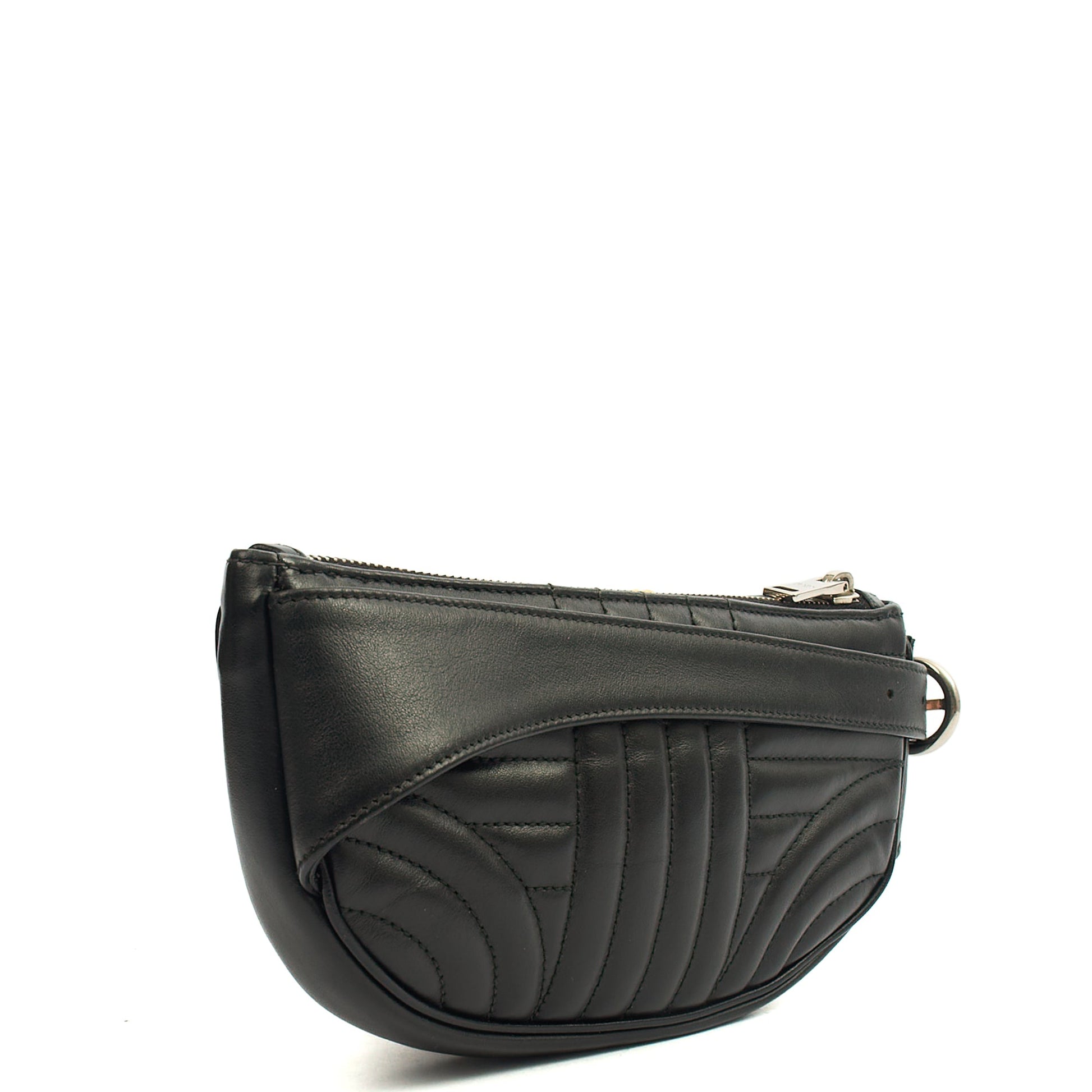 Prada Cross Body Belt Bag in Black, Leather — Top View