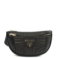 Prada Cross Body Belt Bag in Black, Leather — Front View