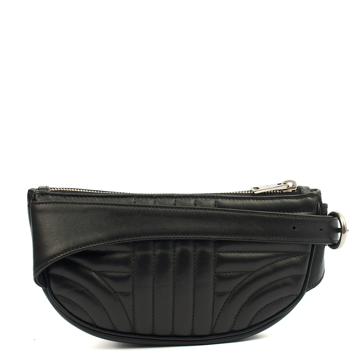 Prada Cross Body Belt Bag in Black, Leather — Back View