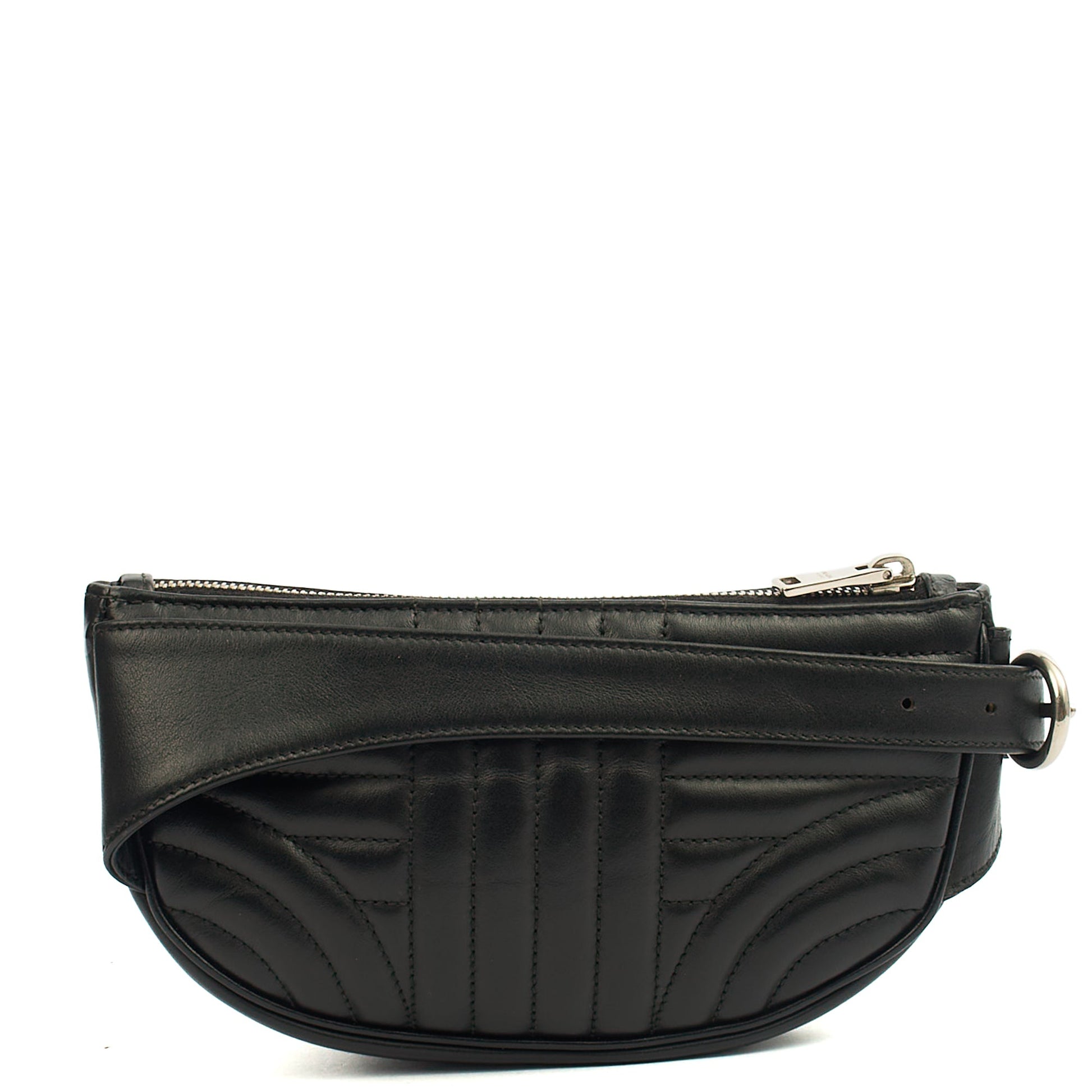 Prada Cross Body Belt Bag in Black, Leather — Back View