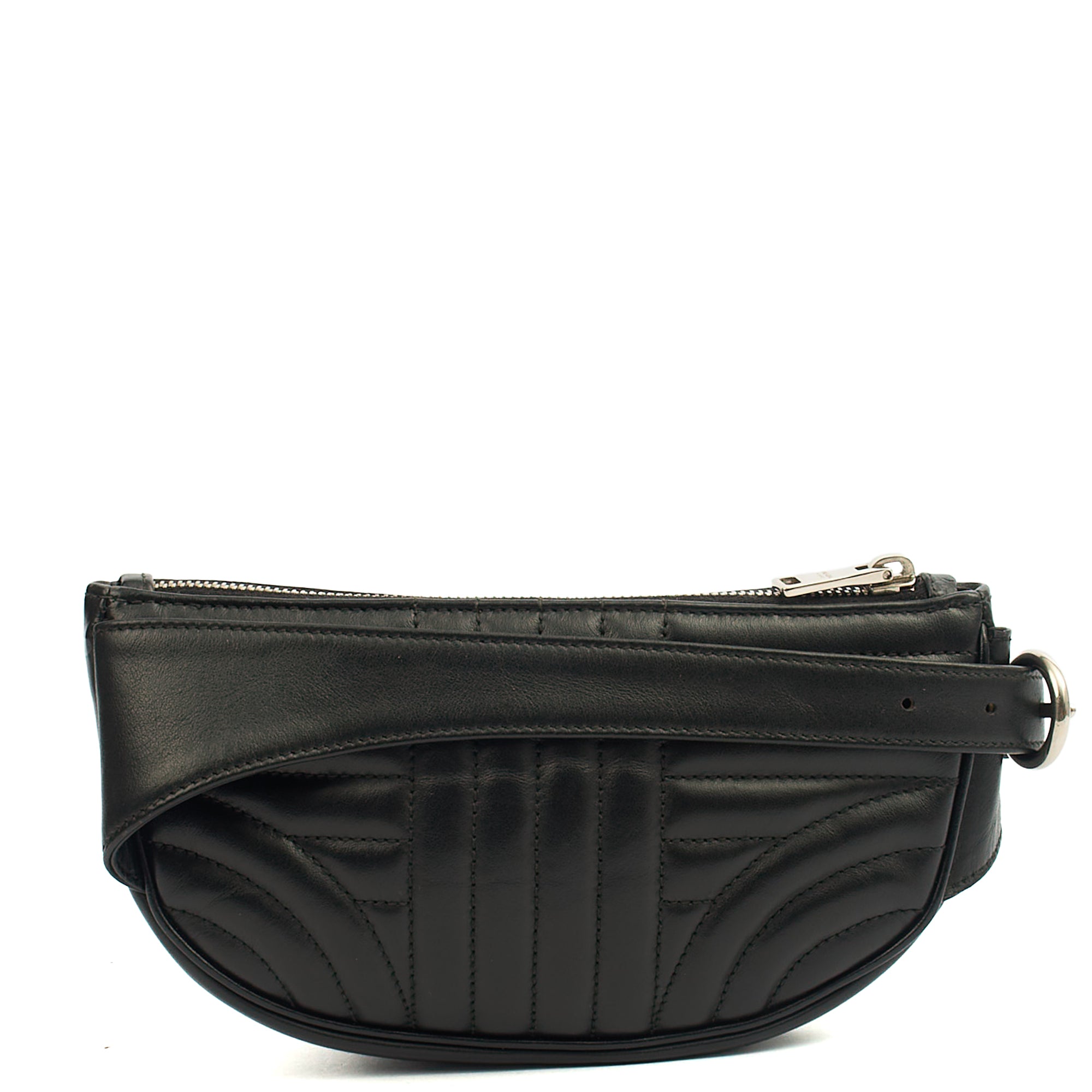 Prada Cross Body Belt Bag in Black, Leather — Back View