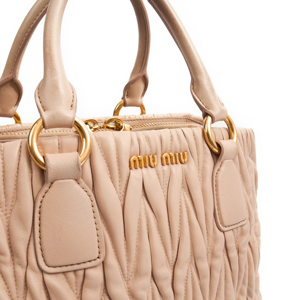 Miu Miu Tote Tote in Pink, Leather — Lifestyle View