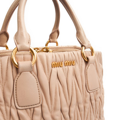 Miu Miu Tote Tote in Pink, Leather — Lifestyle View