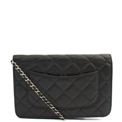 Chanel Cross Body Wallet on Chain in Black, Lambskin Leather — Back View