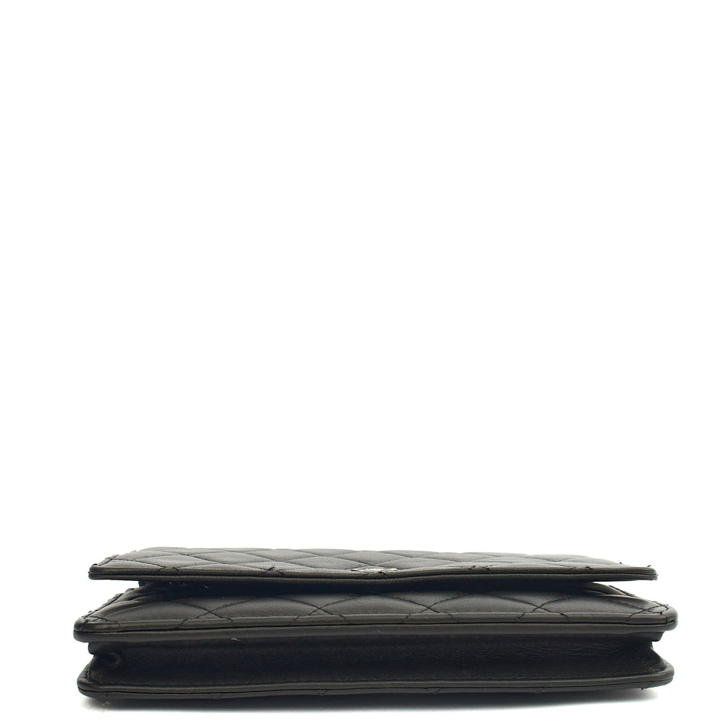 Chanel Cross Body Wallet on Chain in Black, Lambskin Leather — Top View