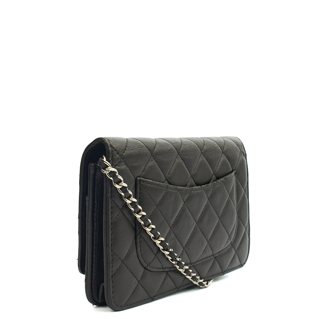 Chanel Cross Body Wallet on Chain in Black, Lambskin Leather — Side View