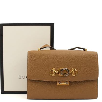 Gucci Cross Body Zumi Shoulder Bag in Brown, Leather — Side View