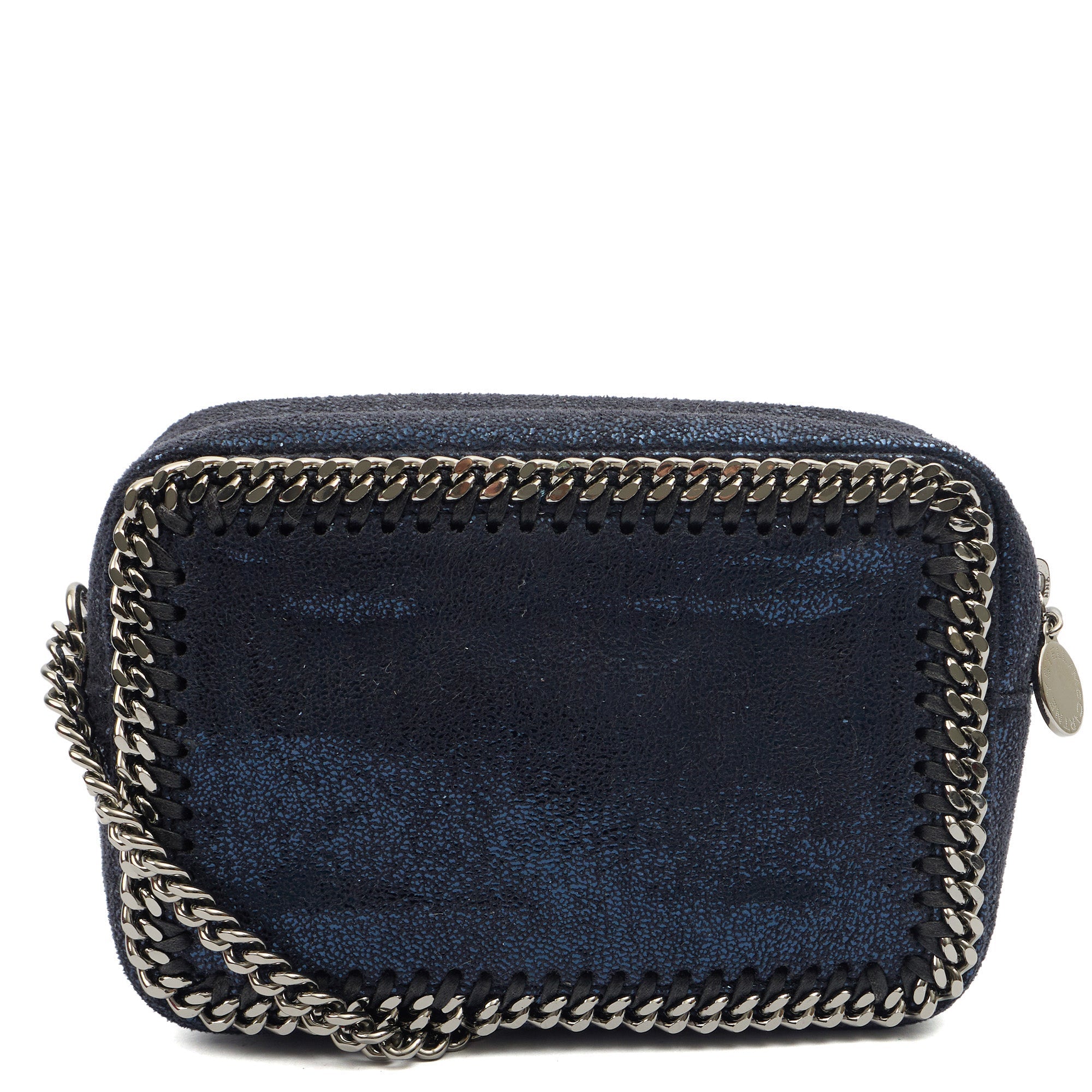 Stella McCartney Cross Body Falabella Crossbody in Metallic, Vegan Leather — Top View