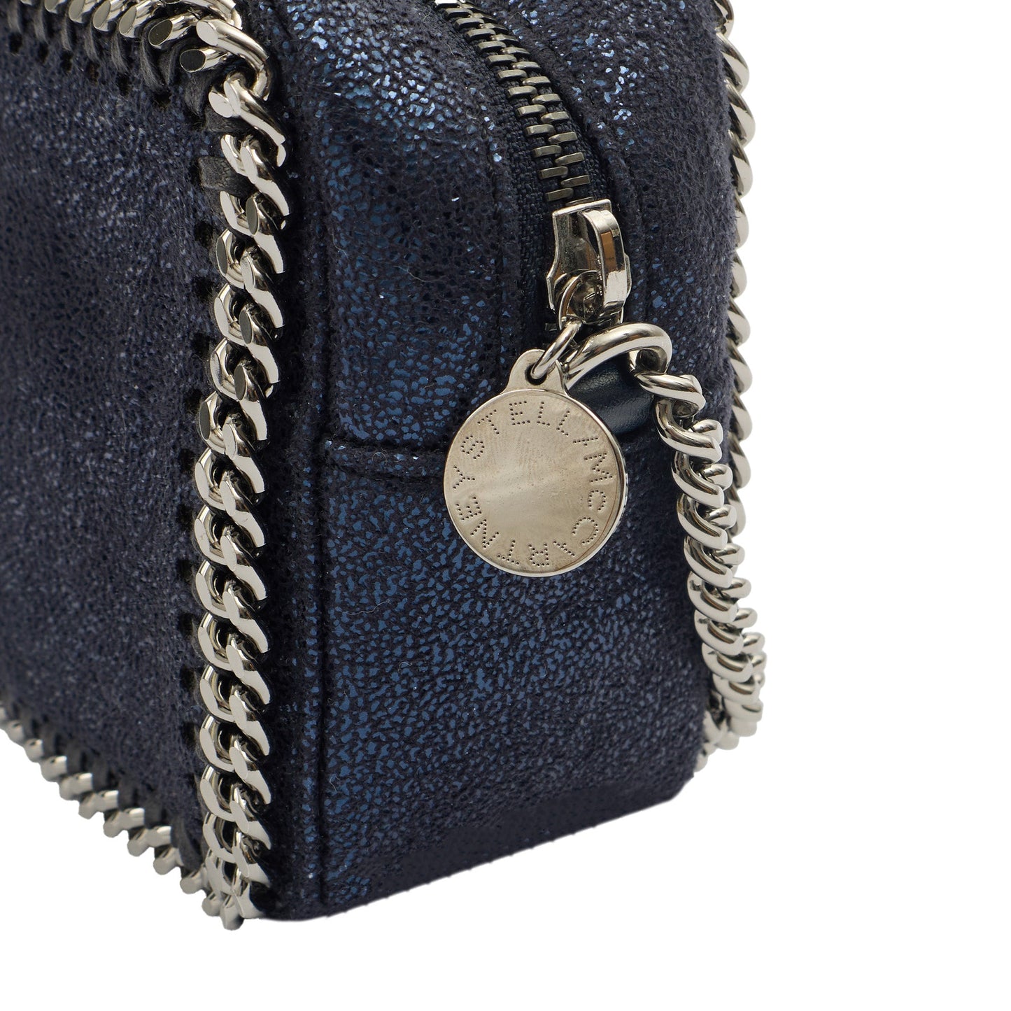 Stella McCartney Cross Body Falabella Crossbody in Metallic, Vegan Leather — Side View