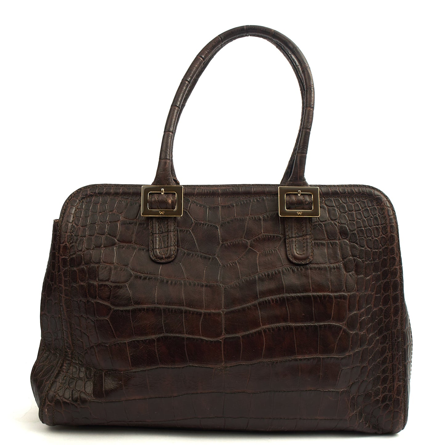 Anya Hindmarch Shoulder Bag Shoulder Bag in Brown, Exotic Effect Leather — Top View