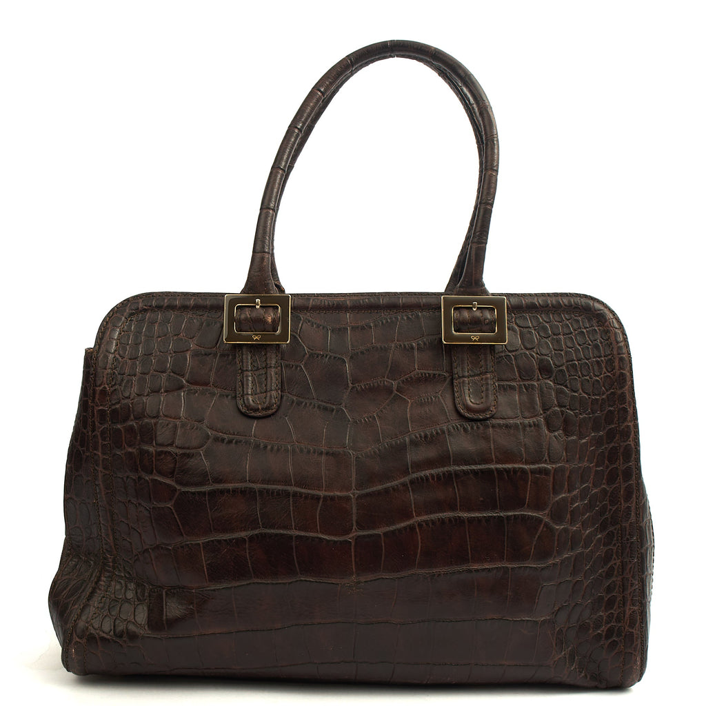 Anya Hindmarch Shoulder Bag Shoulder Bag in Brown, Exotic Effect Leather — Alternate View 10
