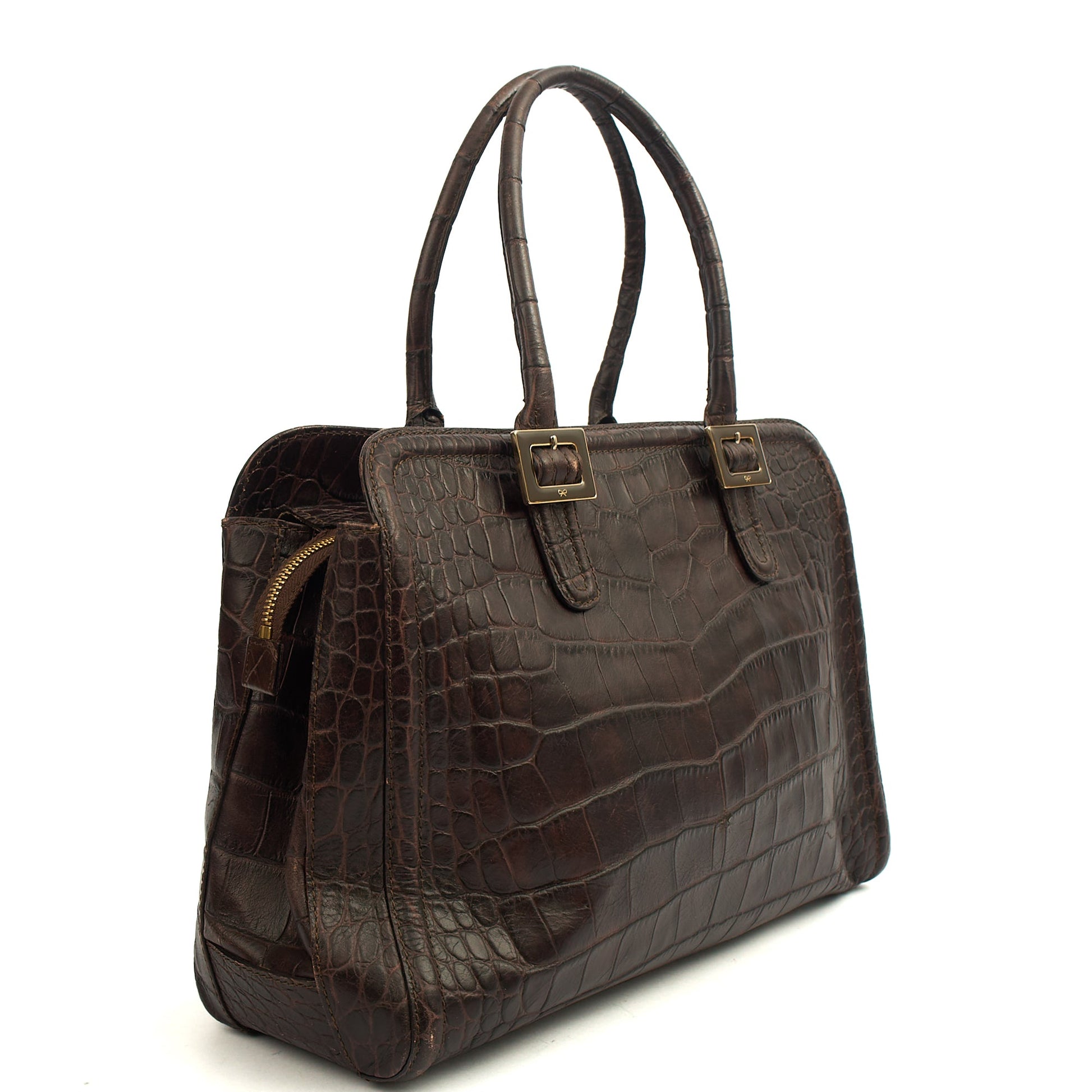 Anya Hindmarch Shoulder Bag Shoulder Bag in Brown, Exotic Effect Leather — Alternate View 9