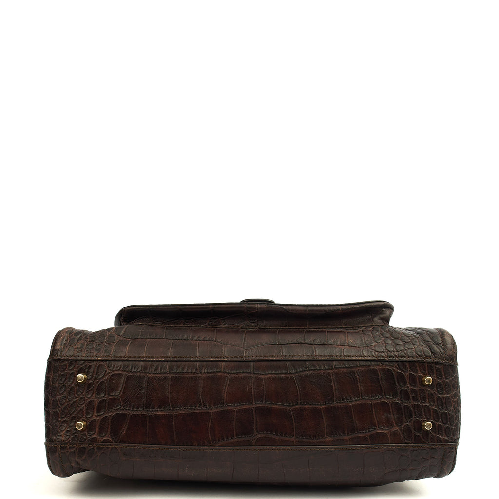 Anya Hindmarch Shoulder Bag Shoulder Bag in Brown, Exotic Effect Leather — Detail View