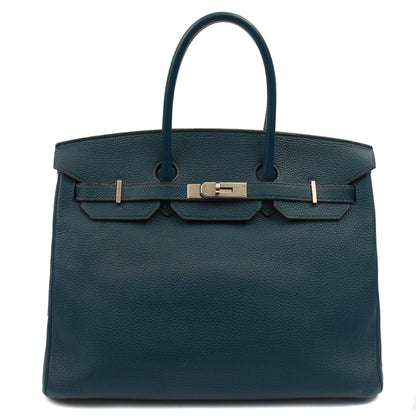 Hermes Top Handle Birkin 35 in Bleu De Prussee, Togo Leather — Alternate View 23