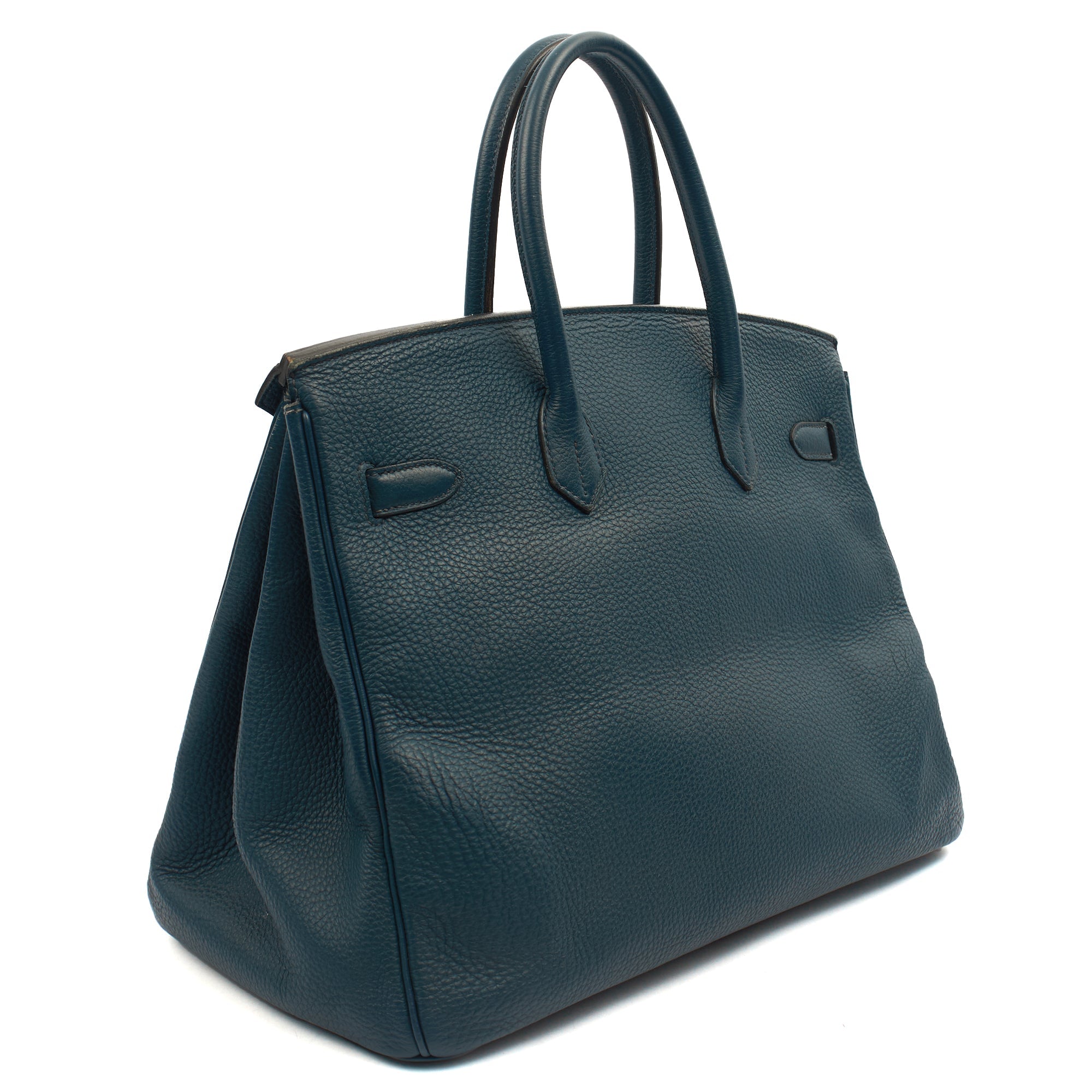 Hermes Top Handle Birkin 35 in Bleu De Prussee, Togo Leather — Side View