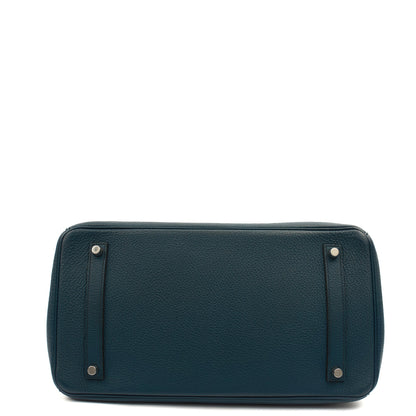 Hermes Top Handle Birkin 35 in Bleu De Prussee, Togo Leather — Top View