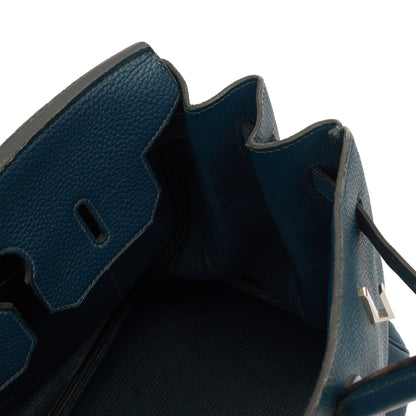 Hermes Top Handle Birkin 35 in Bleu De Prussee, Togo Leather — Alternate View 22