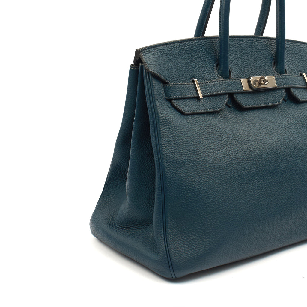 Hermes Top Handle Birkin 35 in Bleu De Prussee, Togo Leather — Alternate View 7