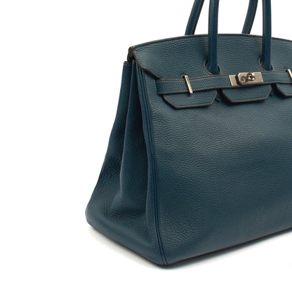 Hermes Top Handle Birkin 35 in Bleu De Prussee, Togo Leather — Alternate View 18
