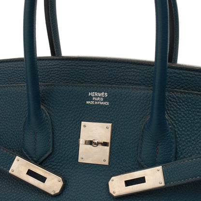 Hermes Top Handle Birkin 35 in Bleu De Prussee, Togo Leather — Alternate View 8