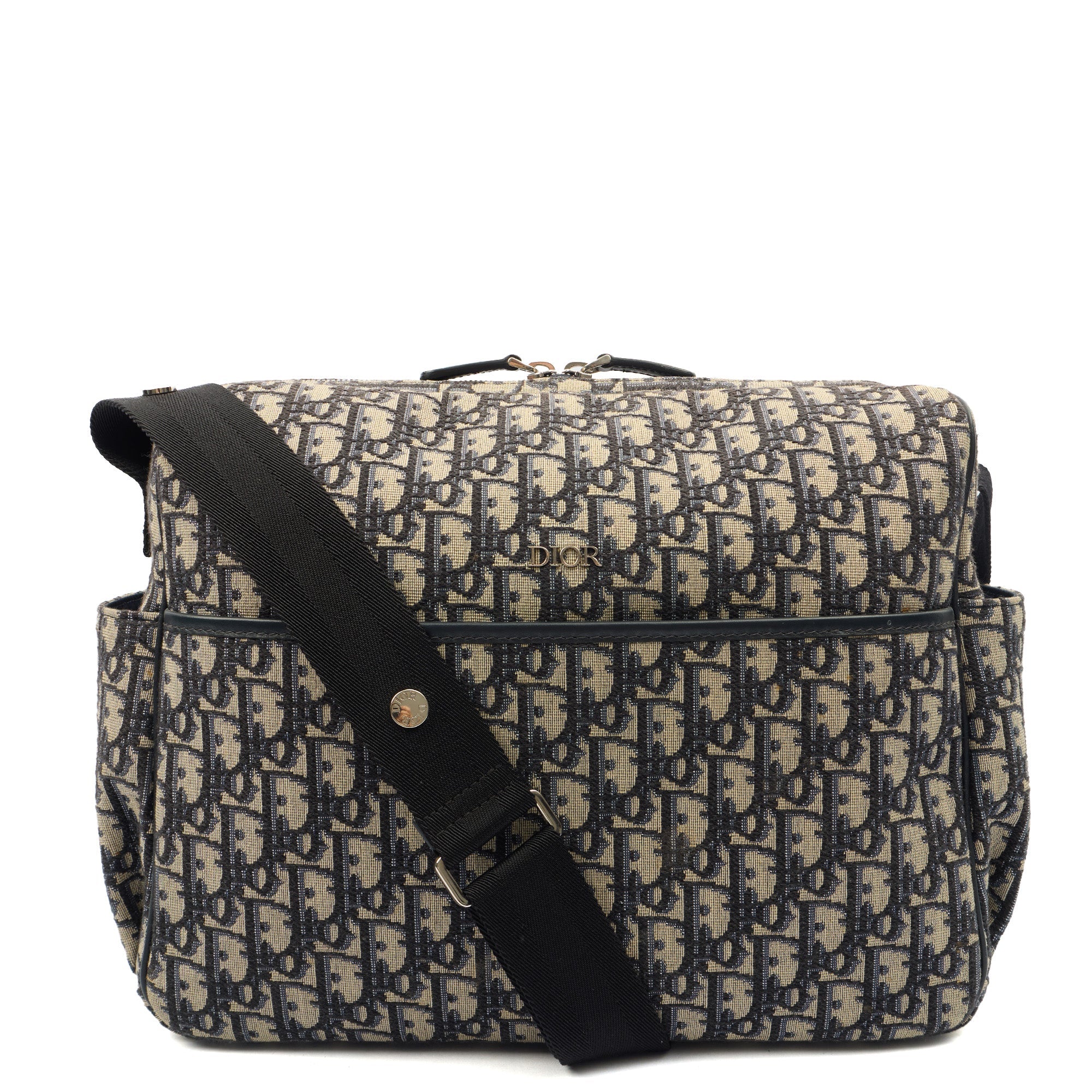 Christian Dior Baby Change Bag in Blue, Dior Oblique Embroidery — Front View