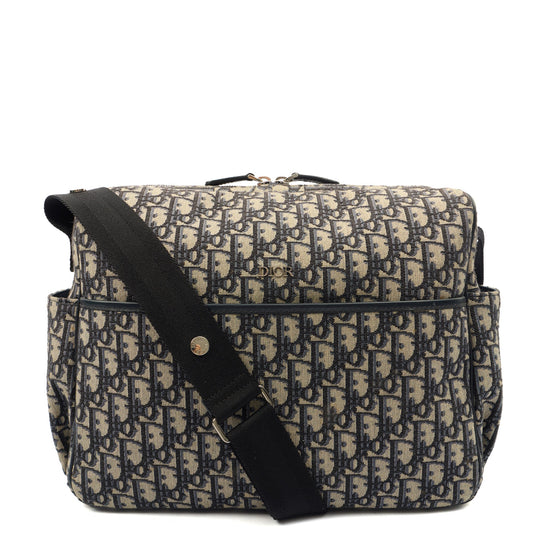 Christian Dior Baby Change Bag in Blue, Dior Oblique Embroidery — Front View