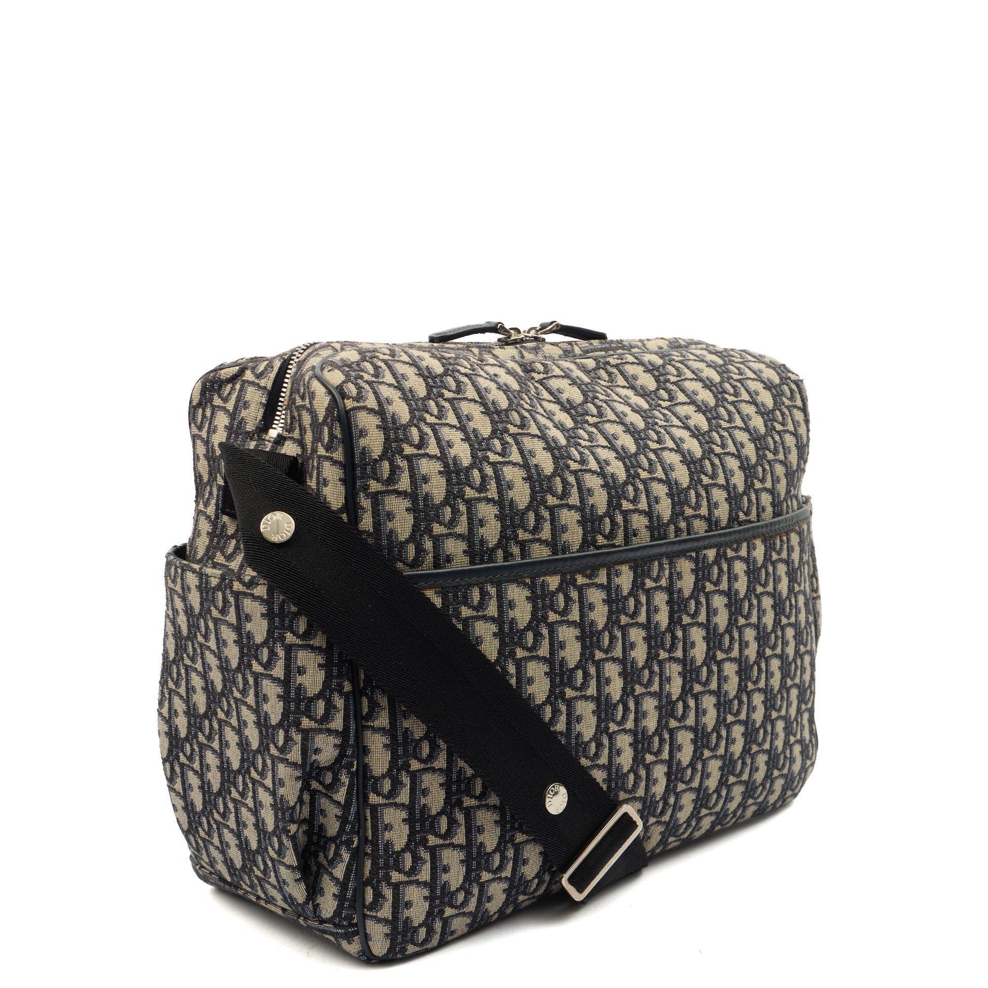 Christian Dior Baby Change Bag in Blue, Dior Oblique Embroidery — Side View