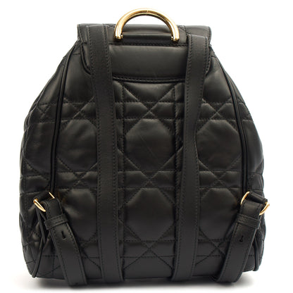 Christian Dior Backpack Caro Backpack in Black, Cannage Quilted Lambskin — Back View