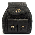 Christian Dior Backpack Caro Backpack in Black, Cannage Quilted Lambskin — Front View