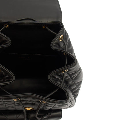 Christian Dior Backpack Caro Backpack in Black, Cannage Quilted Lambskin — Top View