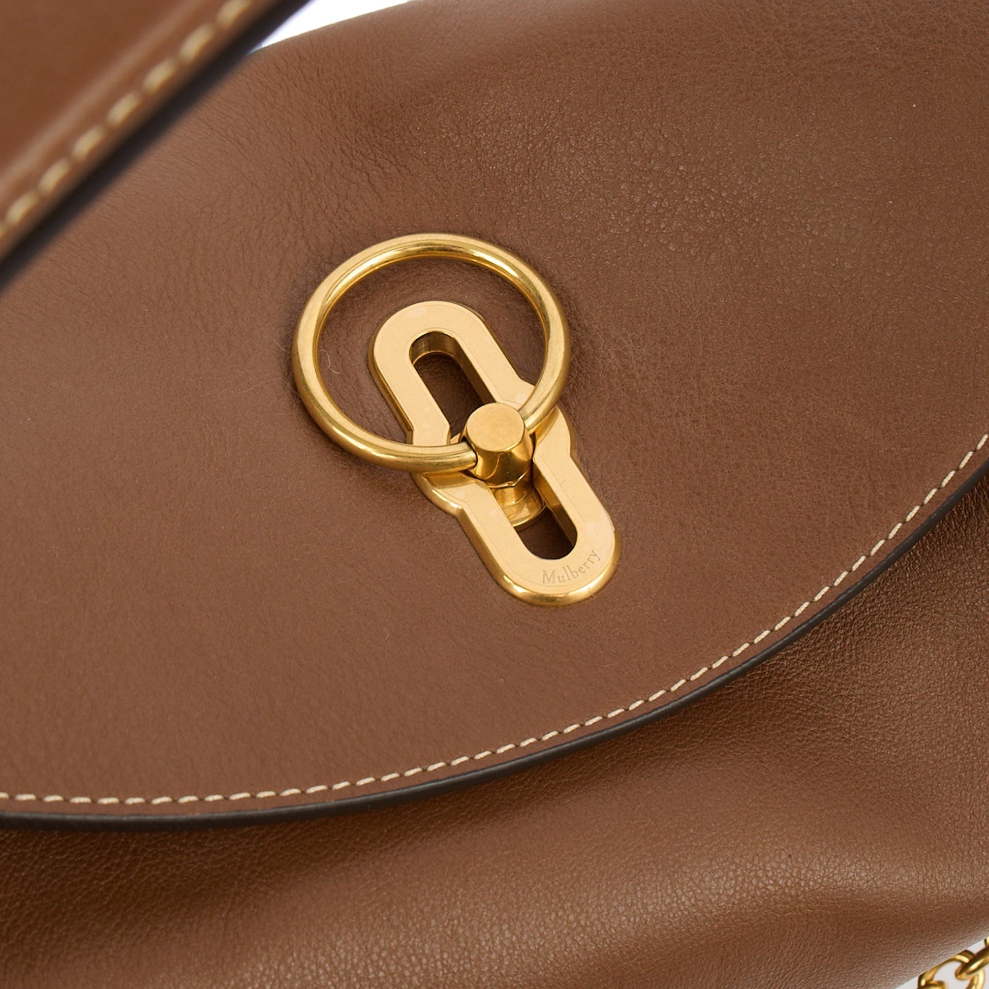 Mulberry Top Handle Leighton in Brown, Calfskin Leather — Side View