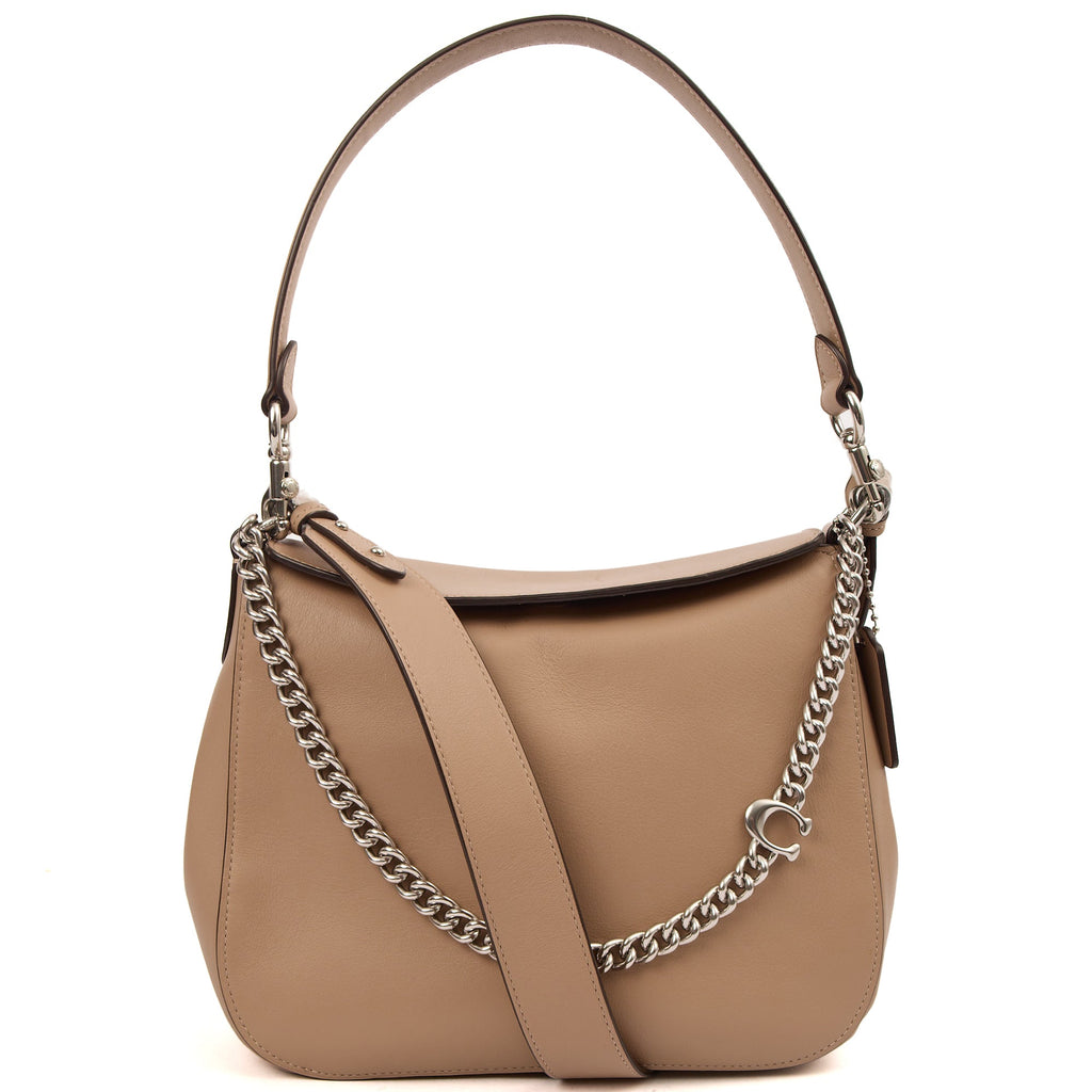 Coach Cross Body Tabby Chain Bag in Brown, Leather — Front View